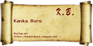 Kanka Bors névjegykártya